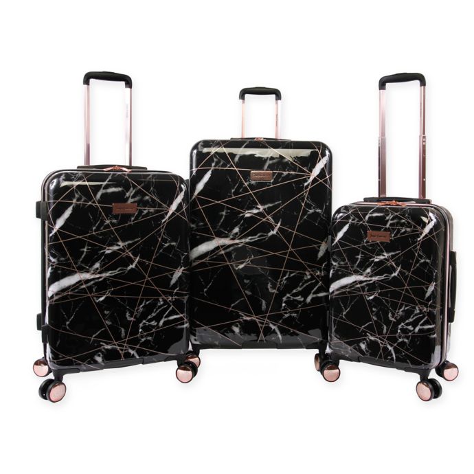 Juicy Couture® 3 Piece Hardside Spinner Luggage Set In Black Marble 