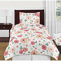 Sweet Jojo Designs® Watercolor Floral Bedding Collection in Peach/Green