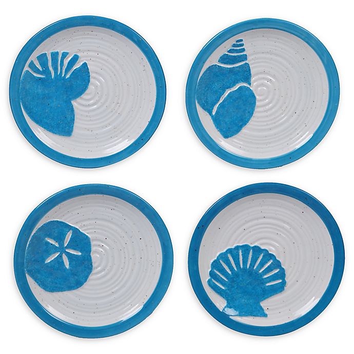 Appetizer Godinger Dessert 6/” Blue Coastal Design Salad Plates Set of 4