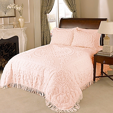 Medallion Chenille Twin Bedspread in Blush. View a larger version of this product image.