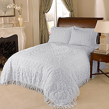 Medallion Chenille Full Bedspread in Grey. View a larger version of this product image.