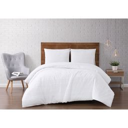 Brooklyn Loom® Stripe Clipped Jacquard 3-Piece Full/Queen Comforter Set in White