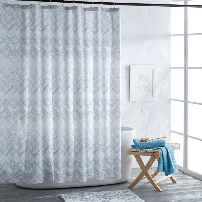 Mesa Chevron Shower Curtain Collection In Aqua Bed Bath Beyond