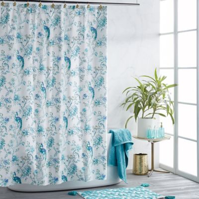 teal colored shower curtains