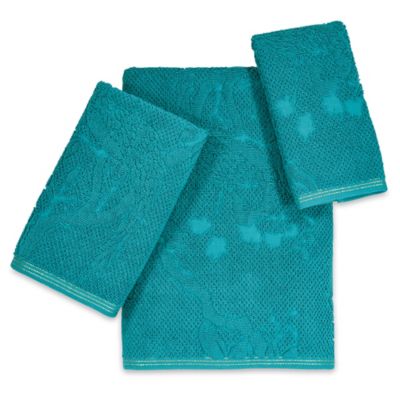 teal colored towels