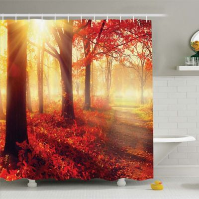 Ambesonne Fall Foliage 70-Inch Shower Curtain in Yellow/Orange