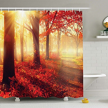 Ambesonne Fall Foliage 75-Inch Shower Curtain in Yellow/Orange. View a larger version of this product image.