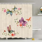 Butterfly Fabric Shower Curtain Butterflies Multi-Color 70x72 Bathroom Tub 