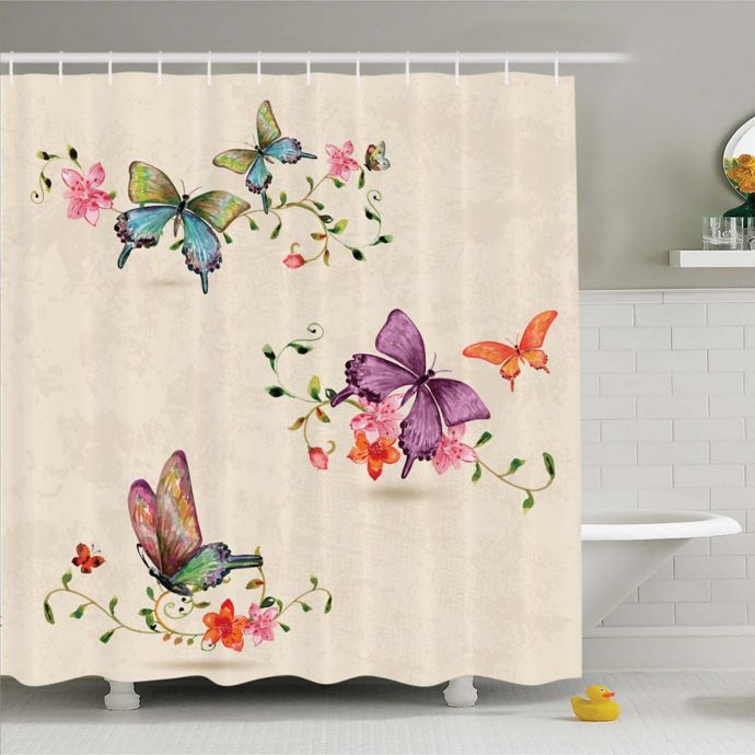 Essential Home Butterfly Shower Curtain ~ meiyudesign