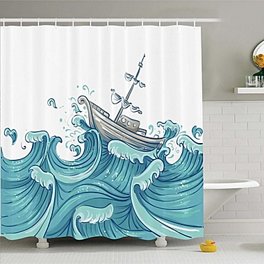 Ambesonne Nautical 70-Inch Shower Curtain in Aqua/Taupe. View a larger version of this product image.