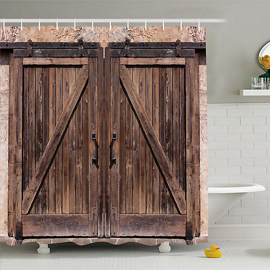 Waterproof Fabric Rustic Vertical Wood Wall Shower Curtain Bathroom Hooks 72" 