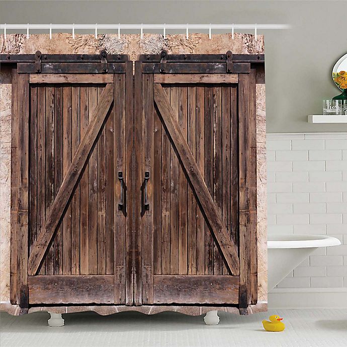 Ambesonne Rustic Door Shower Curtain In, Rustic Shower Curtain