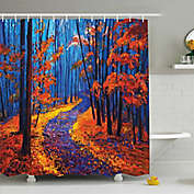 Forest in Fall Shower Curtain in Orange/Navy