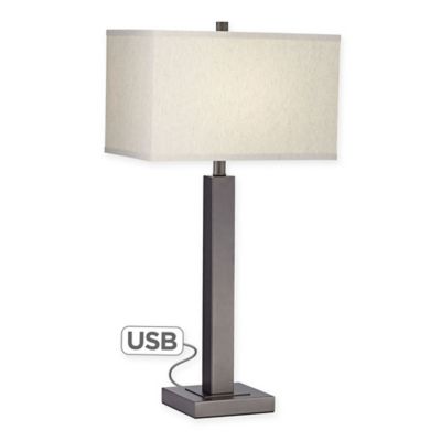 Pacific Coast&reg; Lighting Cooper Table Lamp in Gunmetal with USB Port