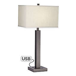 Pacific Coast® Lighting Cooper Table Lamp in Gunmetal with USB Port