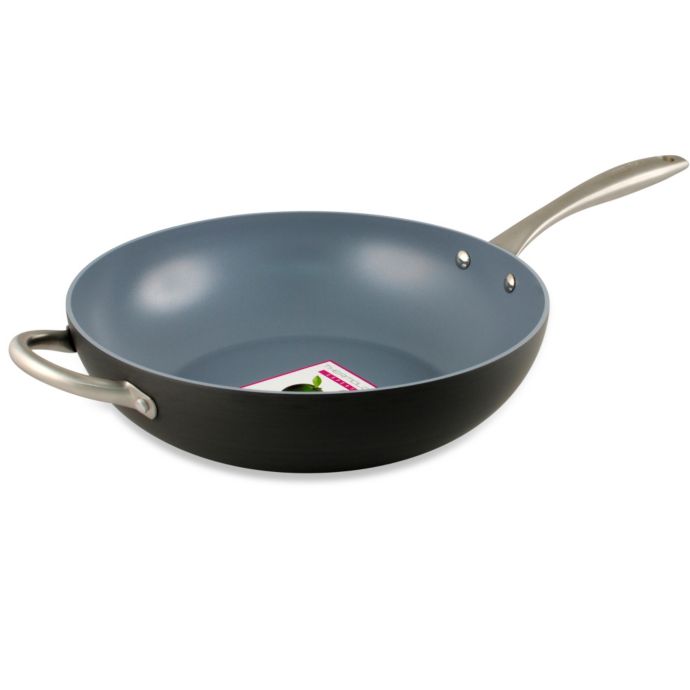 GreenPan™ Lima Ceramic Nonstick 12.5-Inch Wok with Helper Handle in Grey  Bed Bath & Beyond