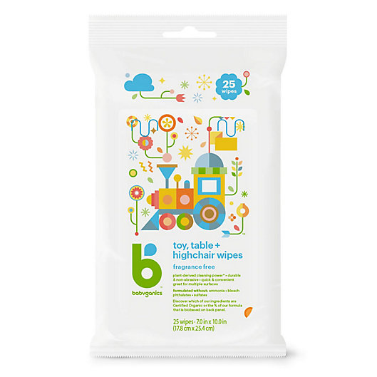 Alternate image 1 for Babyganics® 25-Count Toy, Table and Highchair Wipes