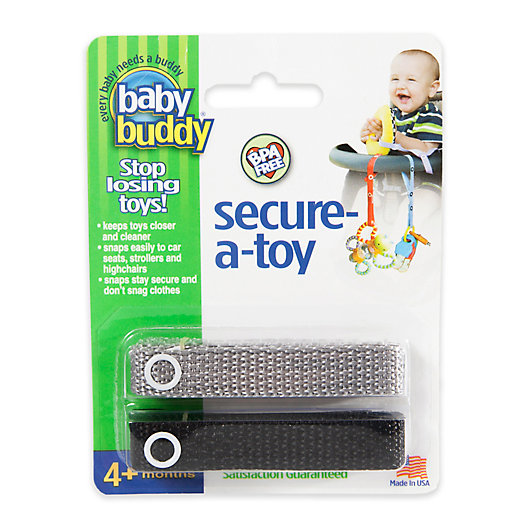 Alternate image 1 for Baby Buddy® 2-Pack Secure-A-Toy in Black/Grey