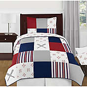 Sweet Jojo Designs&reg; 4-Piece Reversible Baseball Patch Twin Bedding Set in Red/Blue