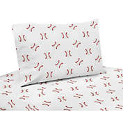 Sweet Jojo Designs&reg; Baseball Patch Queen Sheet Set in Red/White