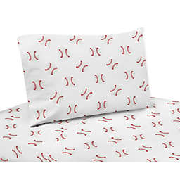 Sweet Jojo Designs® Baseball Patch Collection 4-Piece Queen Sheet Set in Red/White