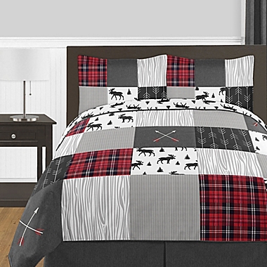 Sweet Jojo Designs&reg; Rustic Patch Full/Queen Bedding Set in Red/Black. View a larger version of this product image.
