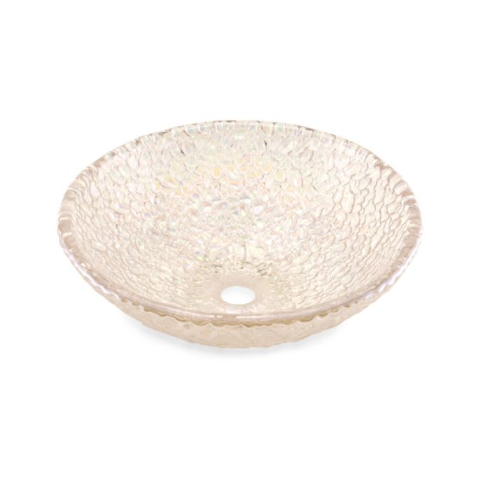 Jsg Oceana Hard Roc Pebble Glass 16 Inch Bathroom Vessel