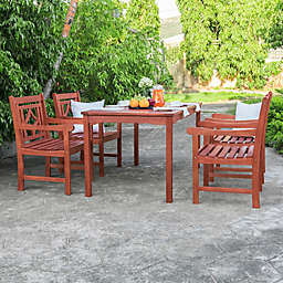 Vifah Malibu 5-Piece Outdoor Dining Set with Diamond Chairs in Cherry