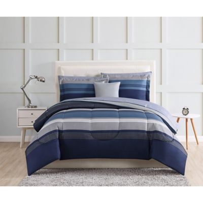 Carlyle Reversible Twin Comforter Set in Blue