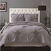 Christian Siriano NY&reg; Georgia Rouched 3-Piece Full/Queen Duvet Set in Grey