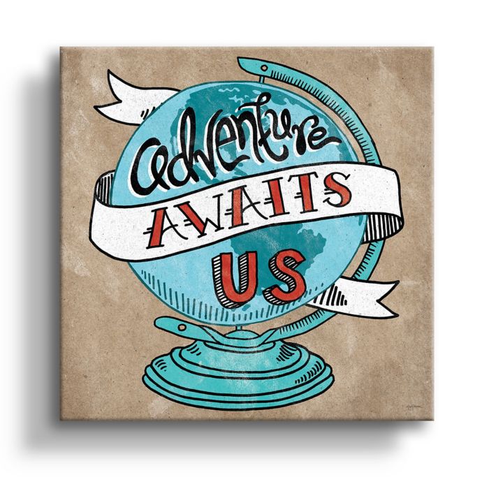 Artwall Adventure Love Globe Canvas Wall Art In Taupe Blue Bed Bath Beyond