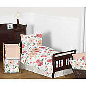 Sweet Jojo Designs&reg; Watercolor Floral 5-Piece Toddler Bedding Set in Coral/White