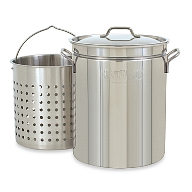 Bayou Classic 44 qt. Stock Pot with Basket and Vented Lid in Stainless Steel. View a larger version of this product image.