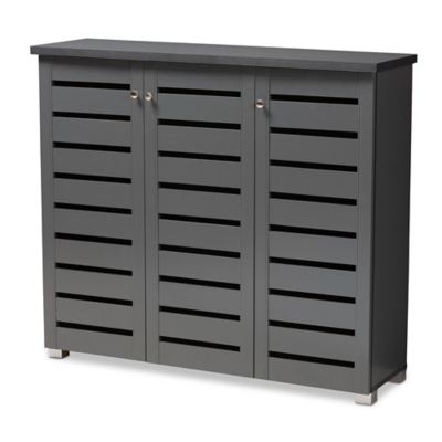 4 Tier Shoe Storage Cabinet 3 Door Cupboard Stand Rack Unit Sonoma Oak