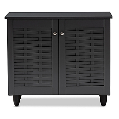 Baxton Studio Mable 2-Door Shoe Cabinet in Dark Grey. View a larger version of this product image.