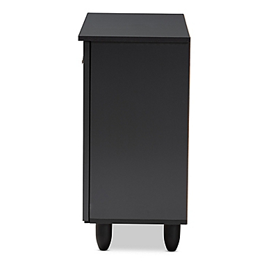 Baxton Studio Mable 2-Door Shoe Cabinet in Dark Grey. View a larger version of this product image.