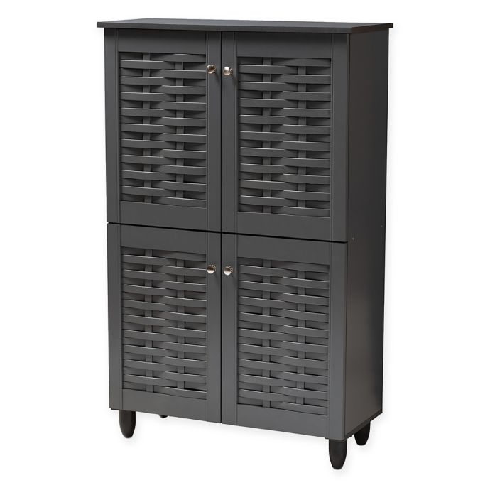 Baxton Studio Mable 4 Door Shoe Cabinet In Dark Grey Bed Bath