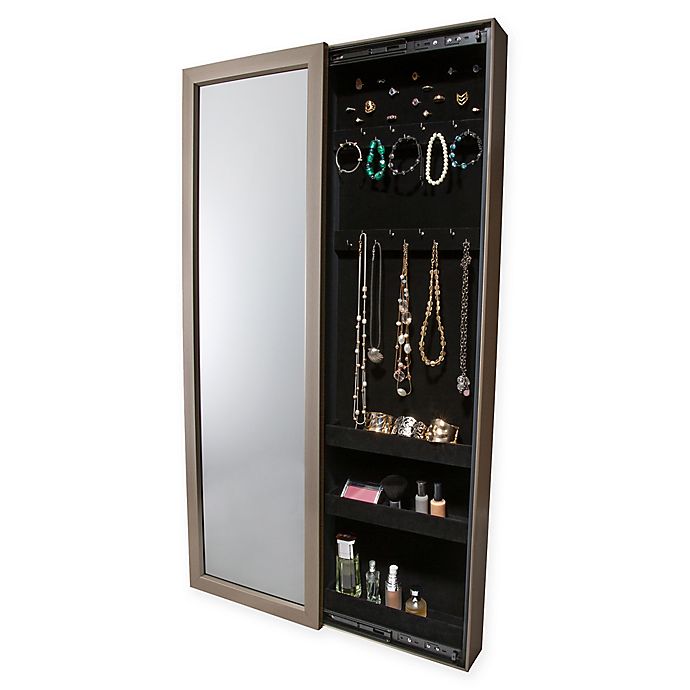Simplify Wall Mounted Sliding Mirror Door Jewelry Cabinet In