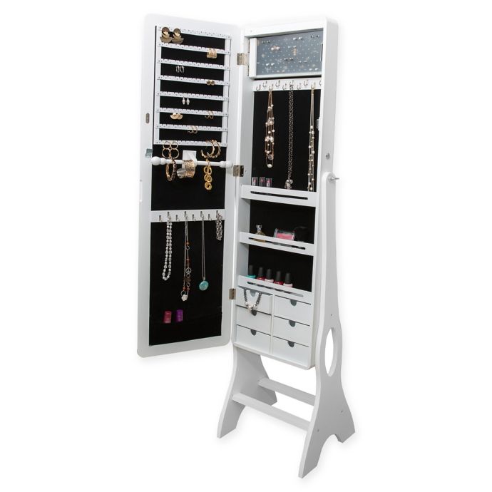 Simplify Jewelry Armoire With Mirror In White Bed Bath Beyond