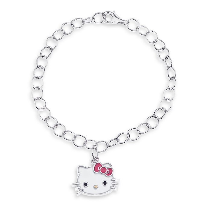 Hello Kitty Women s Sterling Silver Face Charm Bracelet Hello Kitty Women s Sterling Silver Face Charm Bracelet