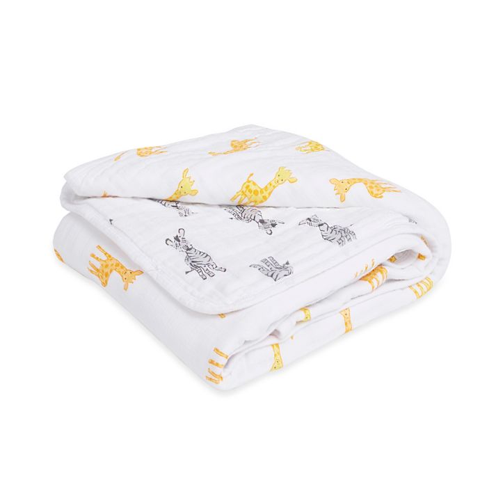 Aden Aden Anais Giraffe Zebra Receiving Blanket In Yellow Grey