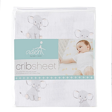 aden + anais&trade; essentials Safari Babes Elephant Fitted Crib Sheet in Grey. View a larger version of this product image.