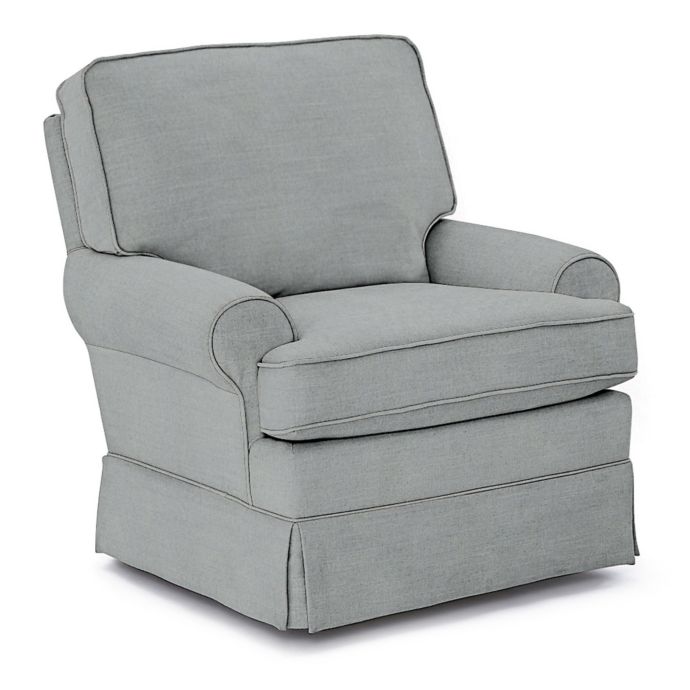 Best Chairs Custom Quinn Swivel Glider in Blue Fabrics | Bed Bath & Beyond