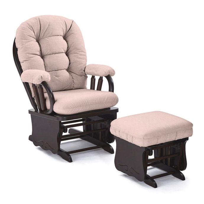 Best Chairs Custom Bedazzle Glide Rocker and Ottoman in Pink Fabrics