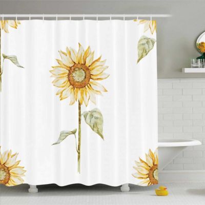 yellow and green shower curtain