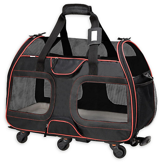 Alternate image 1 for Katziela Luxury Rider Pet Carrier in Black/Red