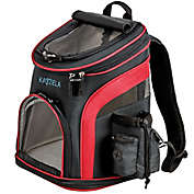 Katziela&reg; Voyager Pet Backpack Carrier for Dog, Cat and Puppy in Black/Red