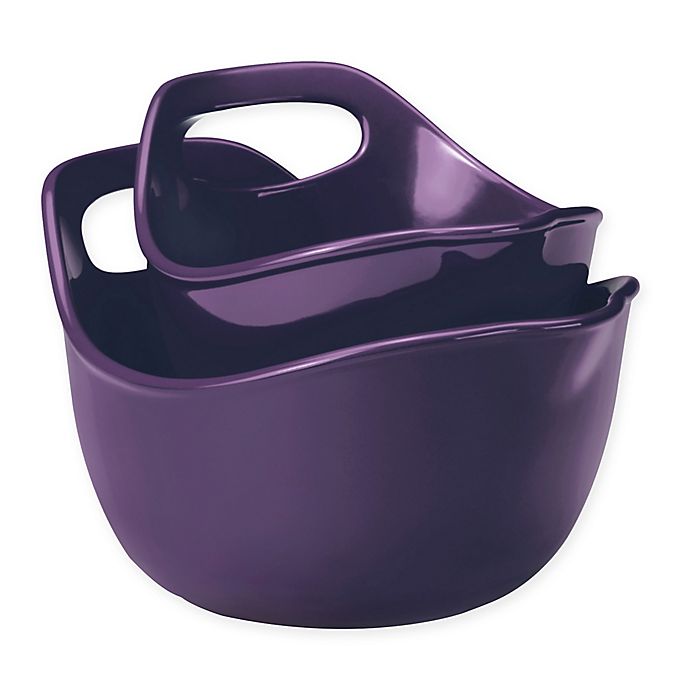 Rachael Ray Ceramics 2-Piece Mixing Bowls Set, Purple