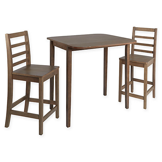 Alternate image 1 for Silverwood Murphy 3-Piece Pub Height Dining Set with Drop-Leaf Table in Light Grey