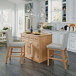 Home Styles 3-Piece Cambridge Kitchen Island Set with Counter Stools in White